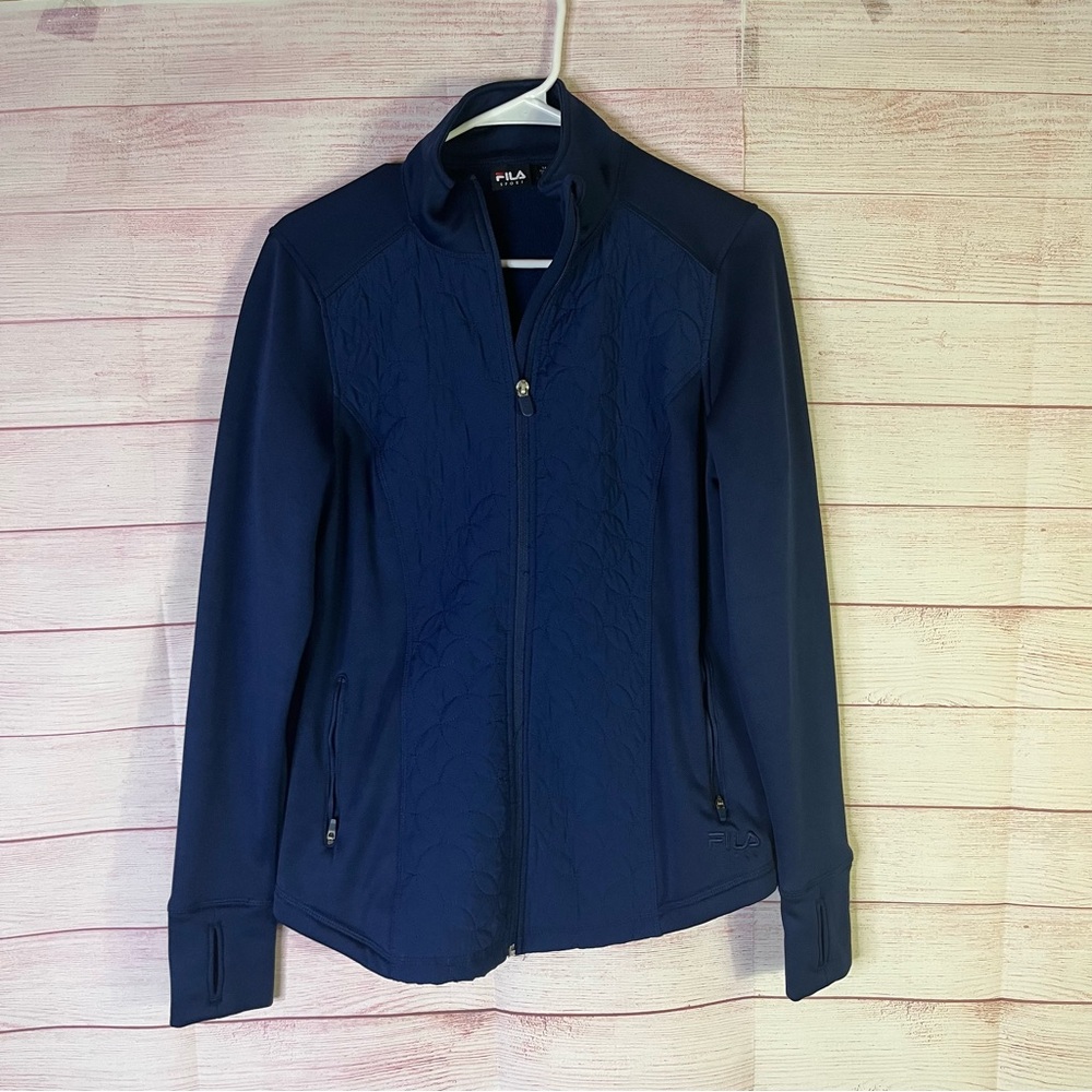 Fila Sport Navy Blue Full Zipper with Thumb Hole‎ Jacket Size Medium